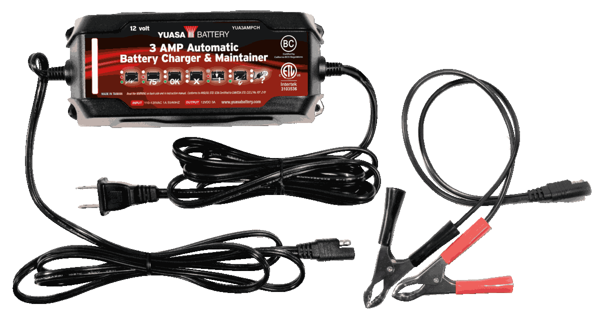 yuasa 3 amp automatic battery charger and maintainer