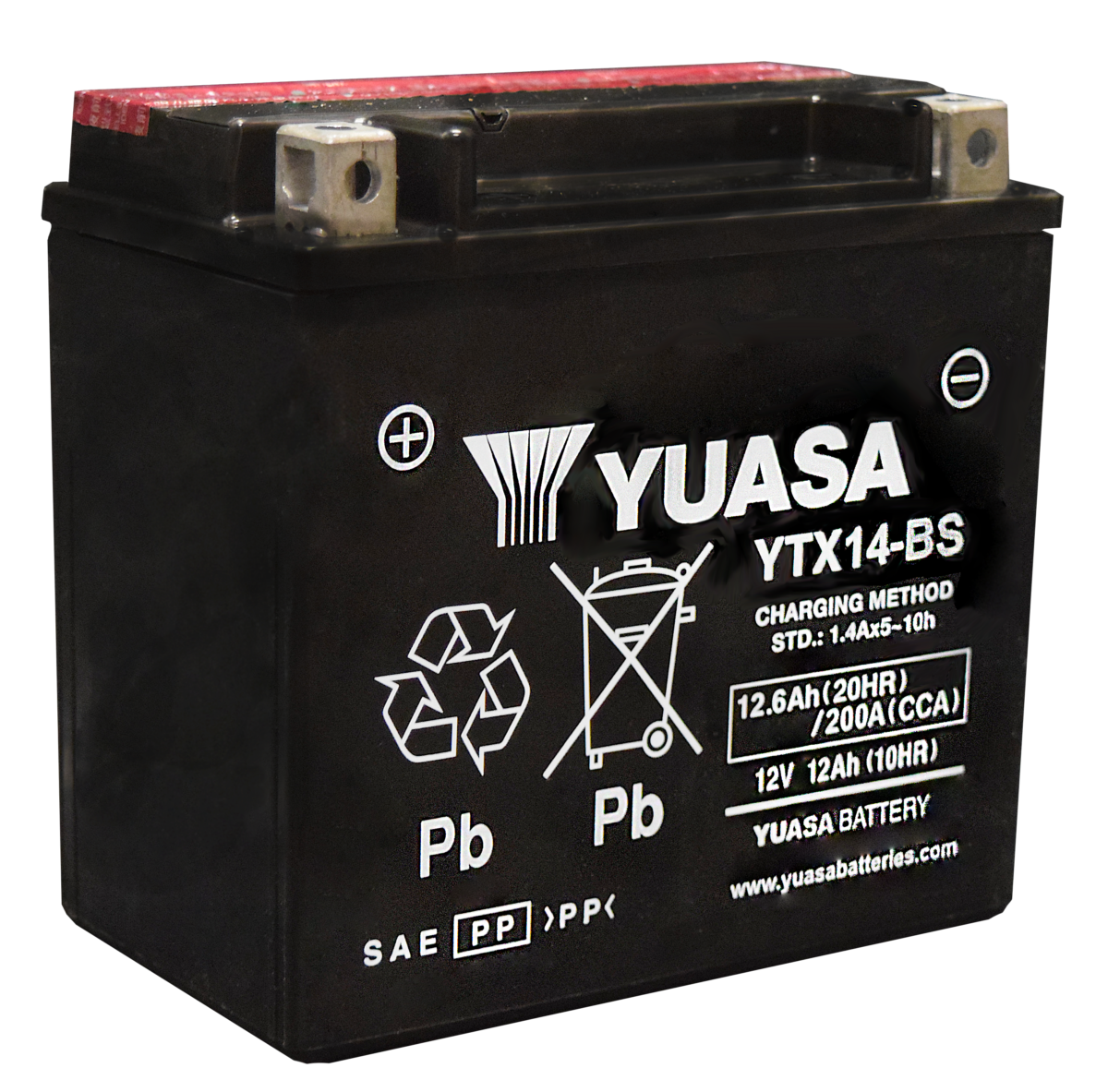 Yuasa YTX14-BS AGM Battery for motorsports, powersports, and motorcycle