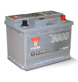 Yuasa YBX 5000 automotive battery, ideal for cold climates and high power demands.
