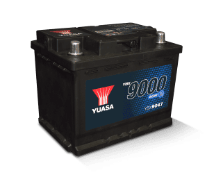 Yuasa YBX 9000 automotive battery, designed for the most advanced luxury and hybrid vehicles and technology