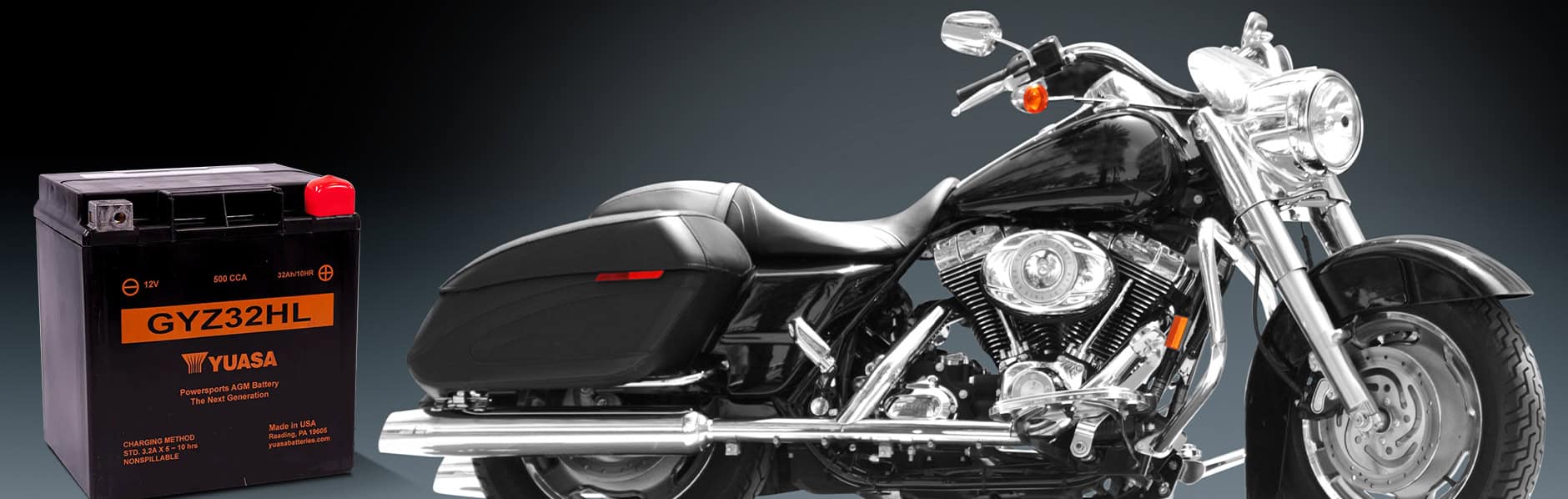 GYZ32HL battery shown beside a touring bike