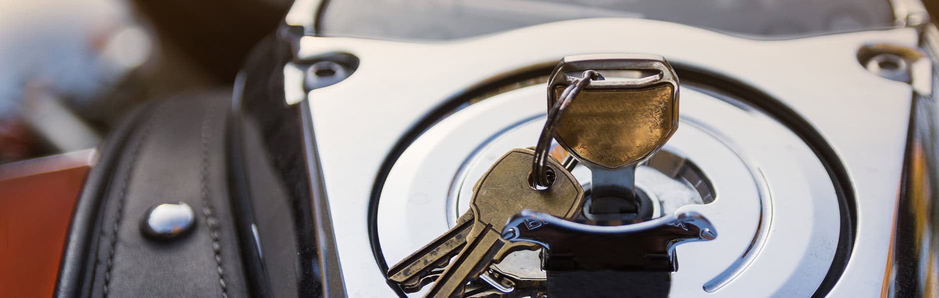 Key in an ignition for a powersports vehicle.