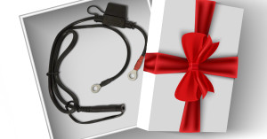 Battery charger leads in a gift box.