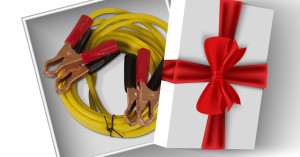 Yuasa jumper cables in a gift box.
