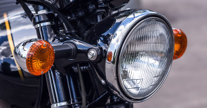 Headlight image of a motorcycle.