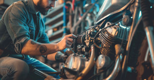 Rider checks motor to make sure they are packing up wha 