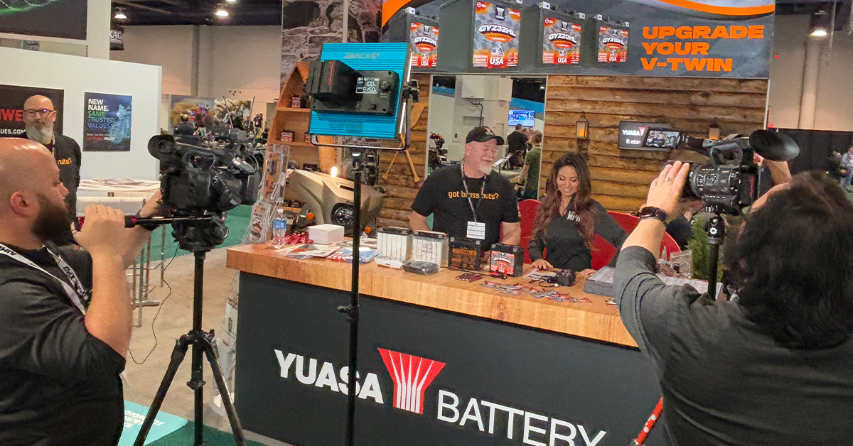 Our booth during a presentation.